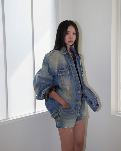 oil washed denim jacket - THE BASE