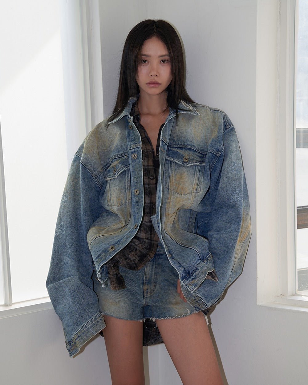 oil washed denim jacket - THE BASE