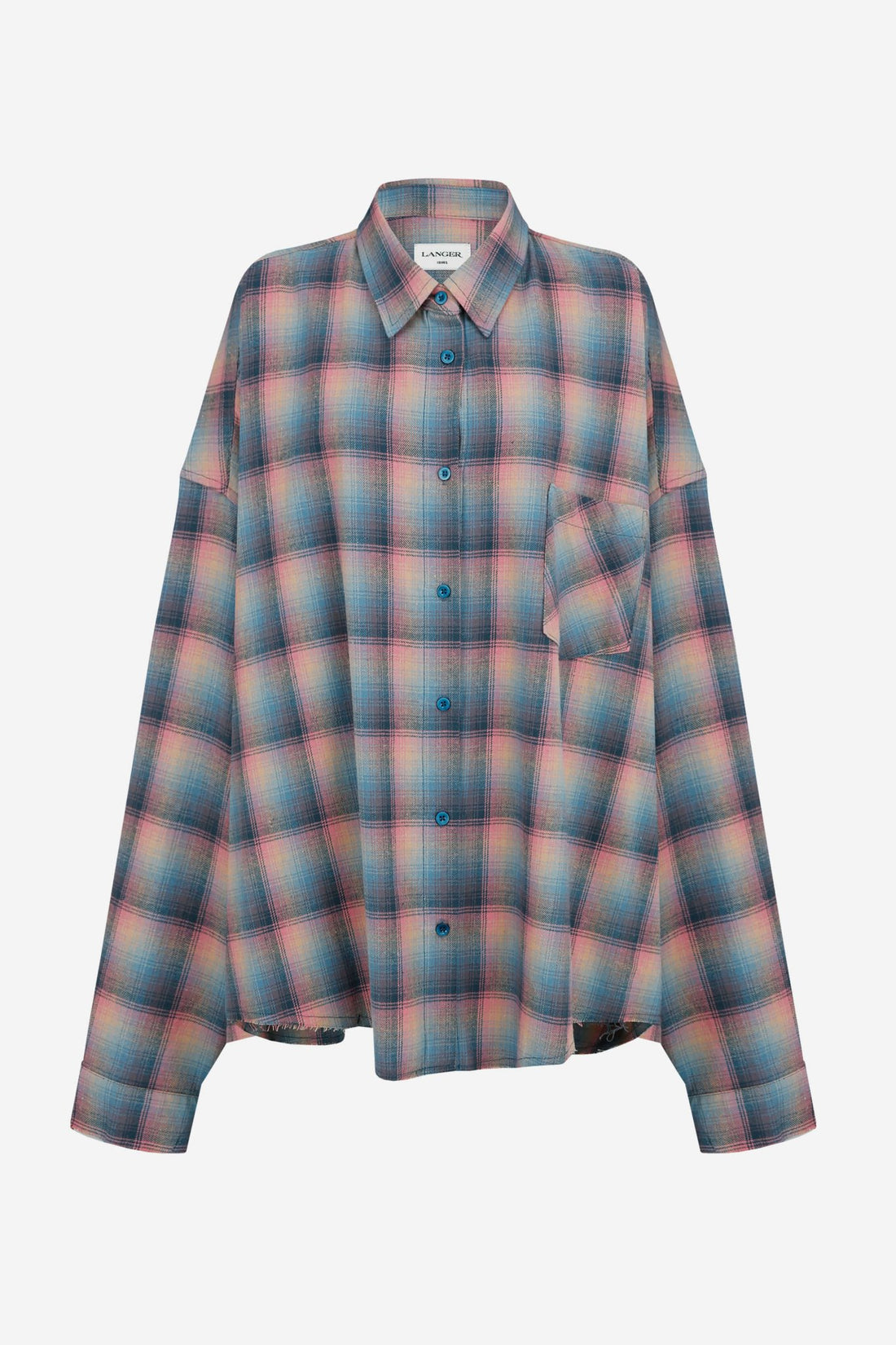 ombre cut check boxy shirt - THE BASE