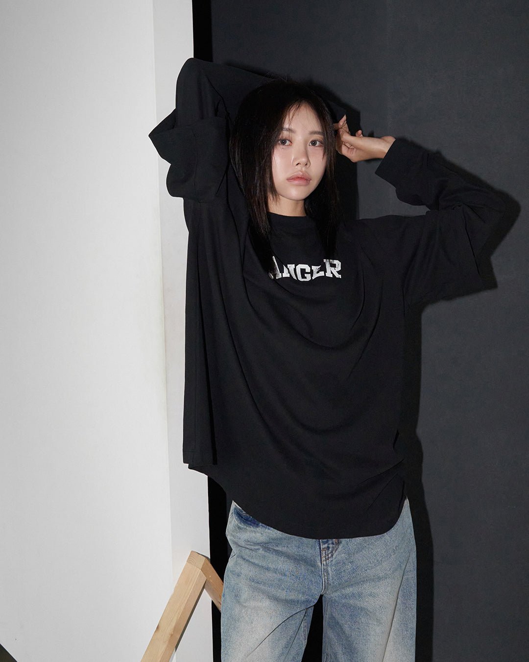 oversized double sleeve langer t-shirt - THE BASE