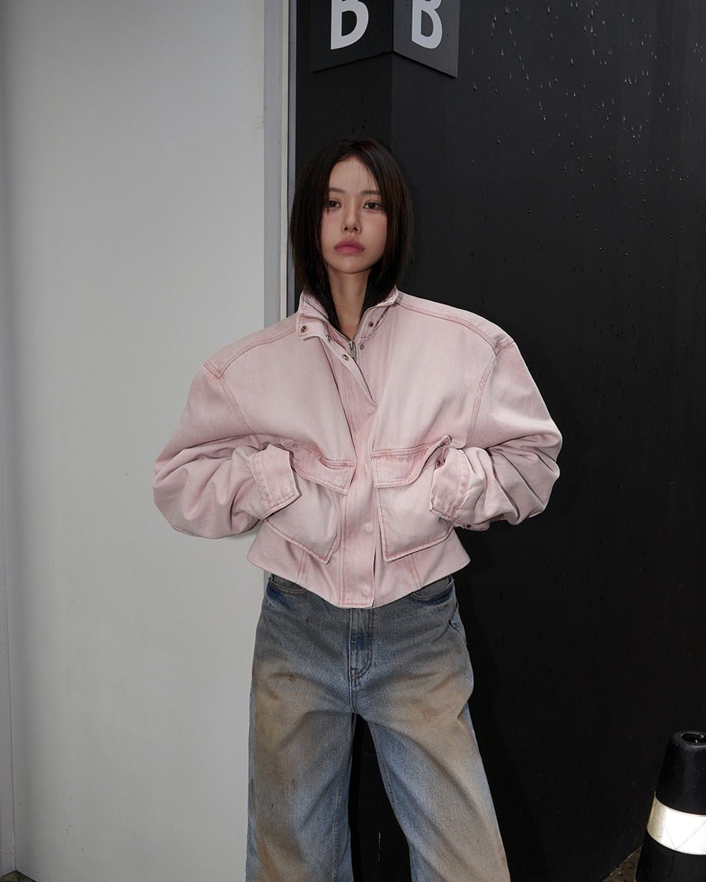 pink stone work jacket - THE BASE