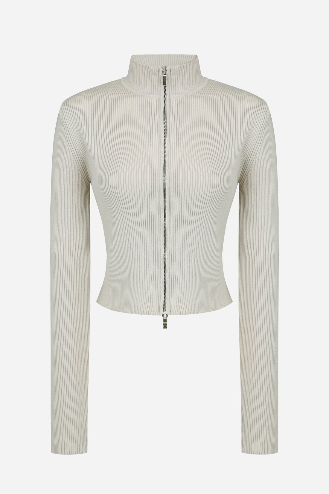 ribbed fabric open zip - up knit - THE BASE