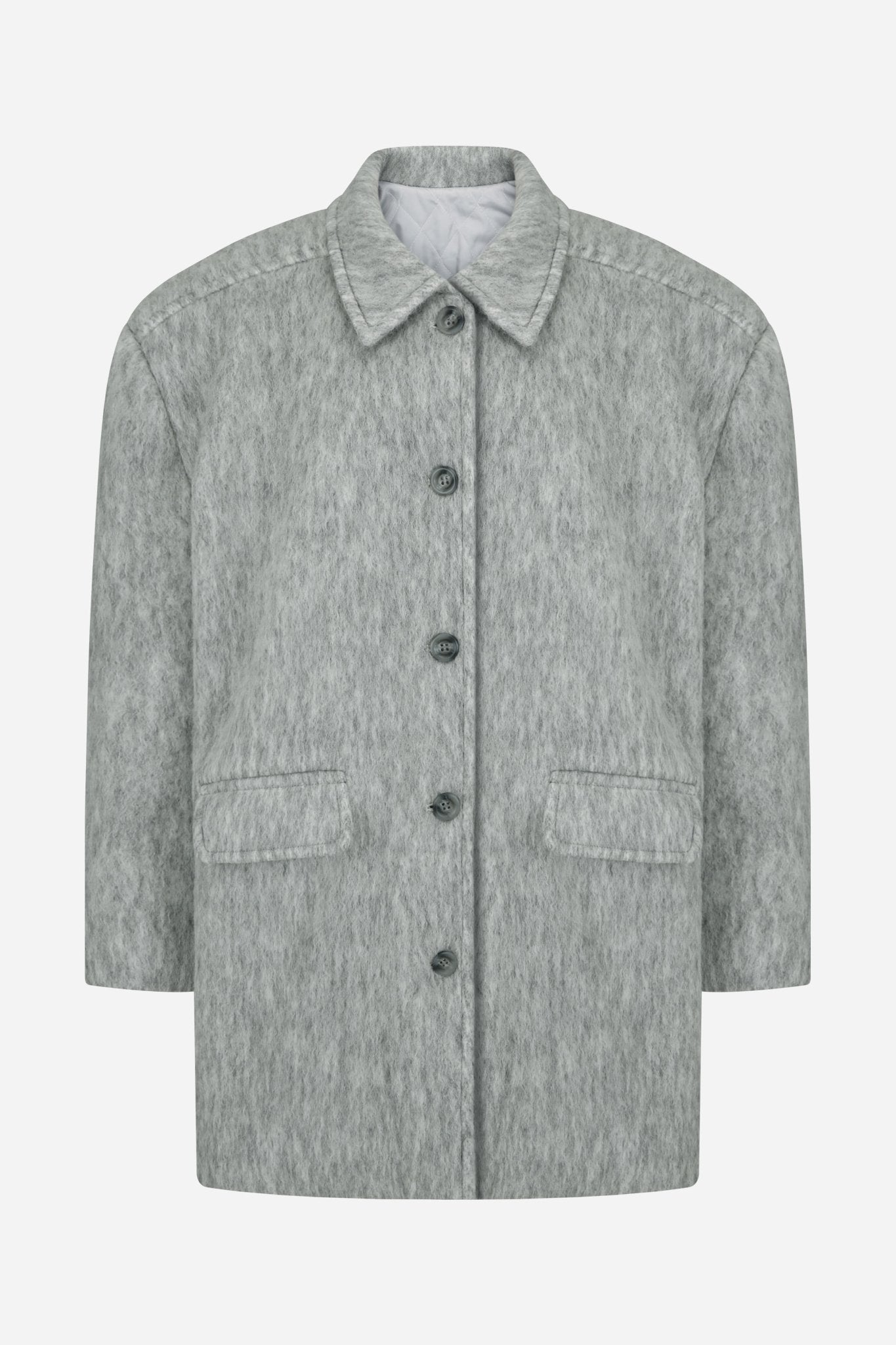 shever hairy wool long single coat - THE BASE